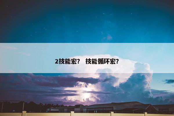 2技能宏？ 技能循环宏？