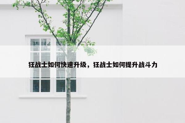 狂战士如何快速升级，狂战士如何提升战斗力