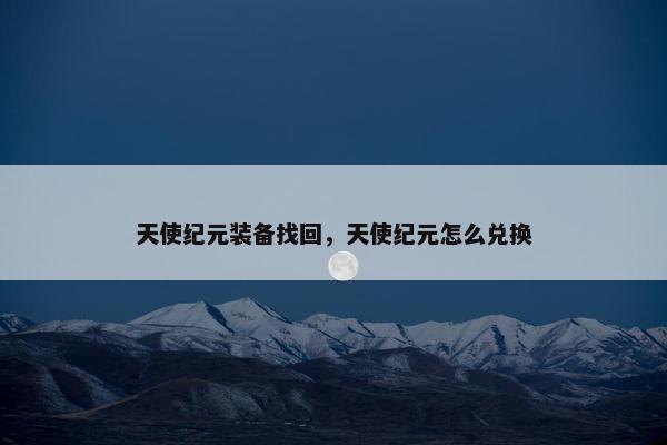 天使纪元装备找回，天使纪元怎么兑换