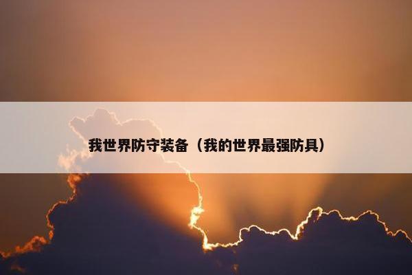 我世界防守装备（我的世界最强防具）