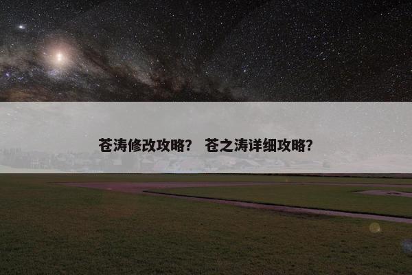 苍涛修改攻略？ 苍之涛详细攻略？