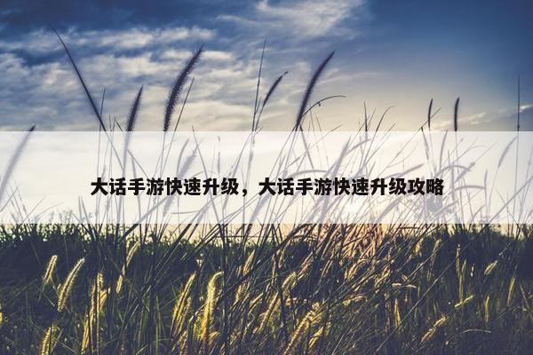 大话手游快速升级，大话手游快速升级攻略