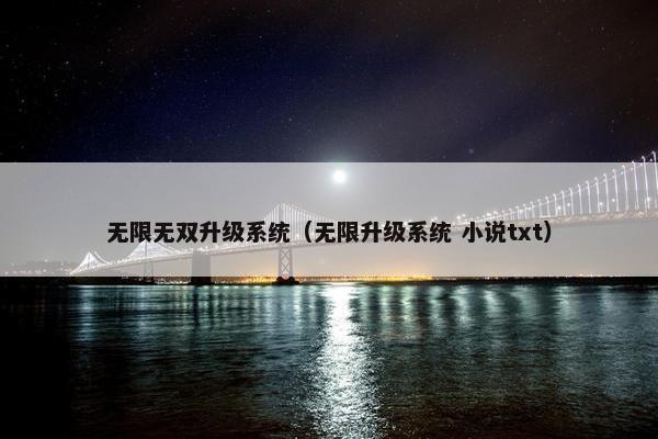 无限无双升级系统（无限升级系统 小说txt）