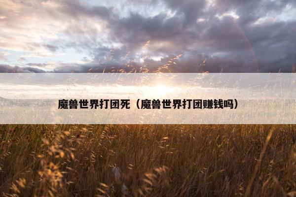 魔兽世界打团死（魔兽世界打团赚钱吗）