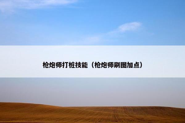 枪炮师打桩技能（枪炮师刷图加点）