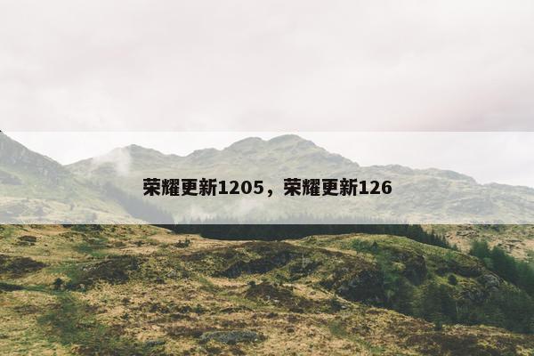 荣耀更新1205，荣耀更新126