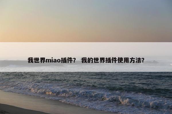 我世界miao插件？ 我的世界插件使用方法？