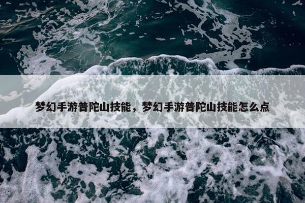 梦幻手游普陀山技能，梦幻手游普陀山技能怎么点