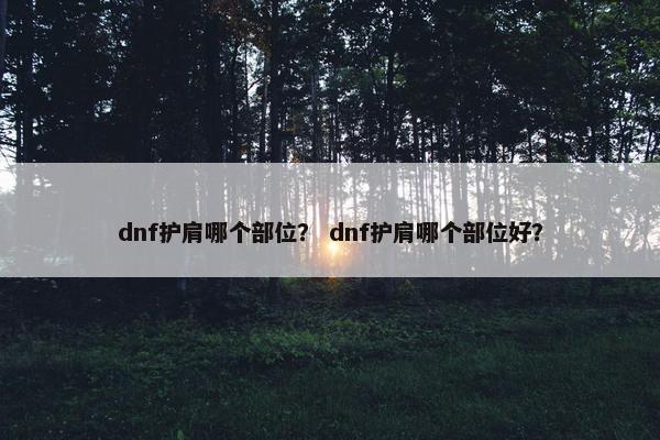 dnf护肩哪个部位？ dnf护肩哪个部位好？