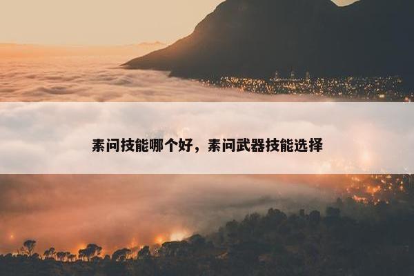 素问技能哪个好，素问武器技能选择