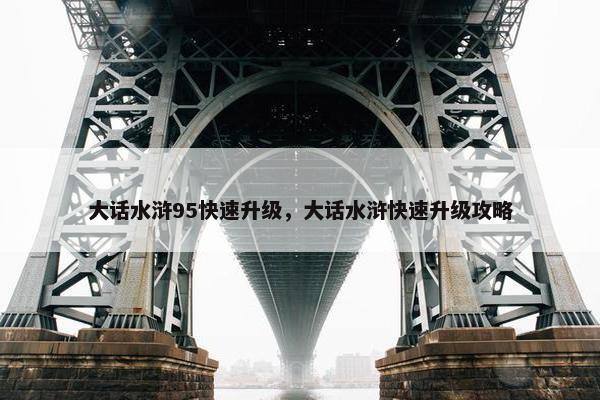 大话水浒95快速升级，大话水浒快速升级攻略
