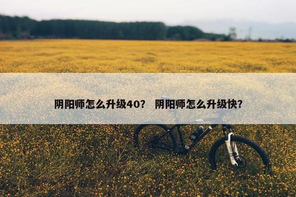 阴阳师怎么升级40？ 阴阳师怎么升级快？
