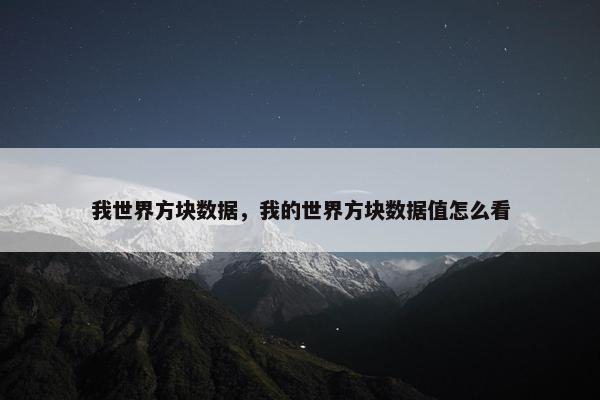 我世界方块数据，我的世界方块数据值怎么看