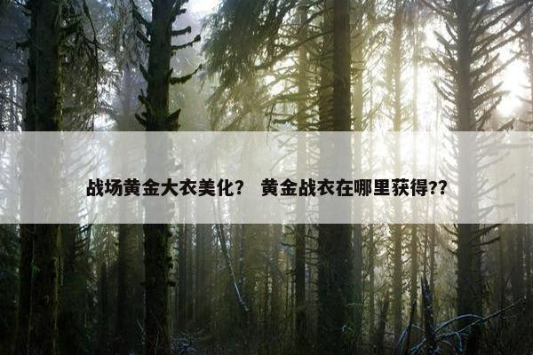 战场黄金大衣美化？ 黄金战衣在哪里获得?？