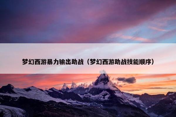 梦幻西游暴力输出助战（梦幻西游助战技能顺序）