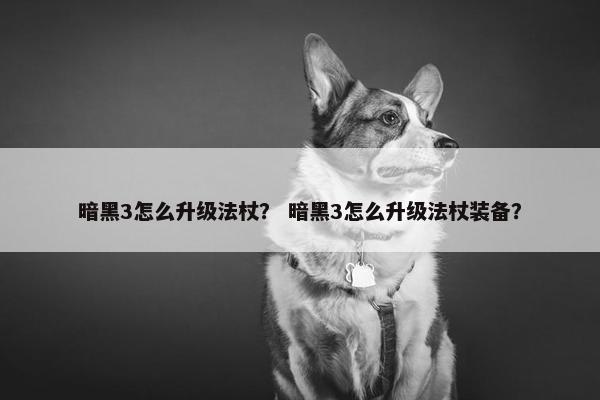 暗黑3怎么升级法杖？ 暗黑3怎么升级法杖装备？