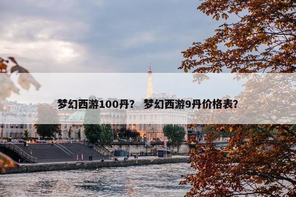 梦幻西游100丹？ 梦幻西游9丹价格表？