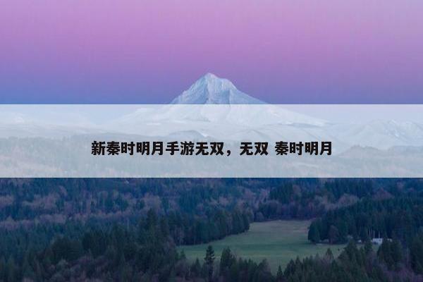 新秦时明月手游无双，无双 秦时明月