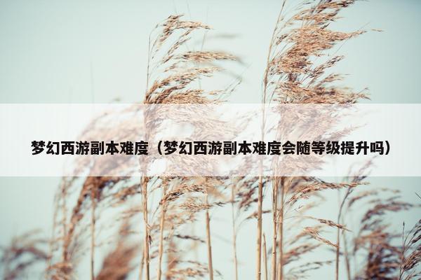 梦幻西游副本难度（梦幻西游副本难度会随等级提升吗）