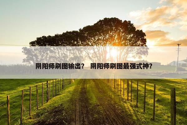 阴阳师刷图输出？ 阴阳师刷图最强式神？