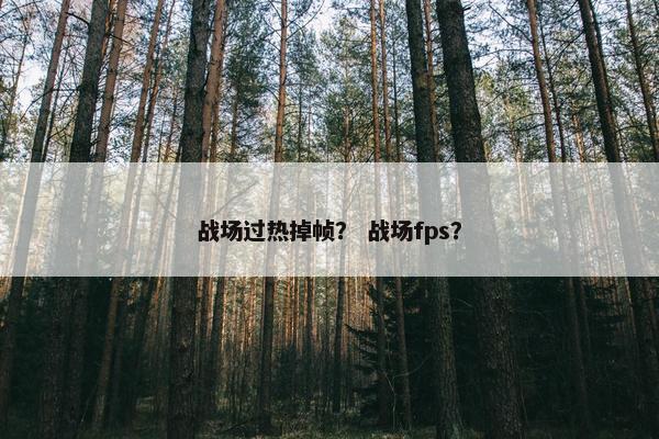 战场过热掉帧？ 战场fps？