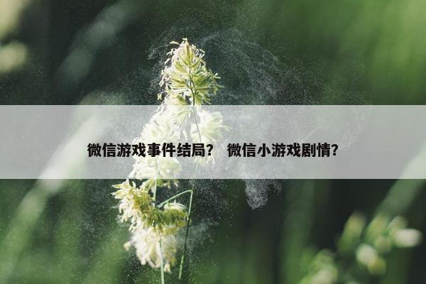 微信游戏事件结局？ 微信小游戏剧情？