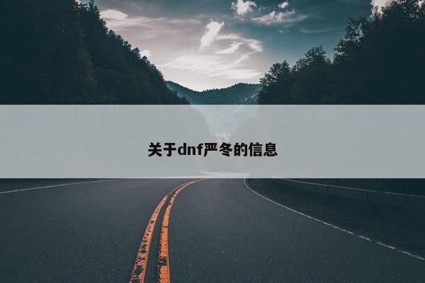 关于dnf严冬的信息