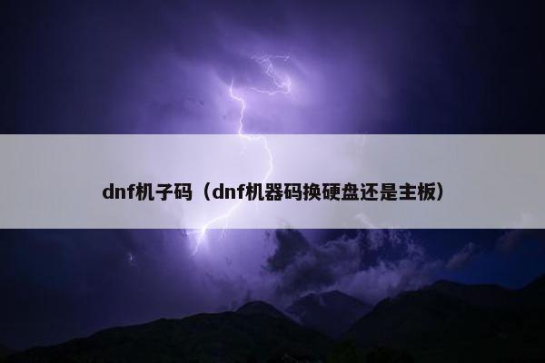 dnf机子码（dnf机器码换硬盘还是主板）