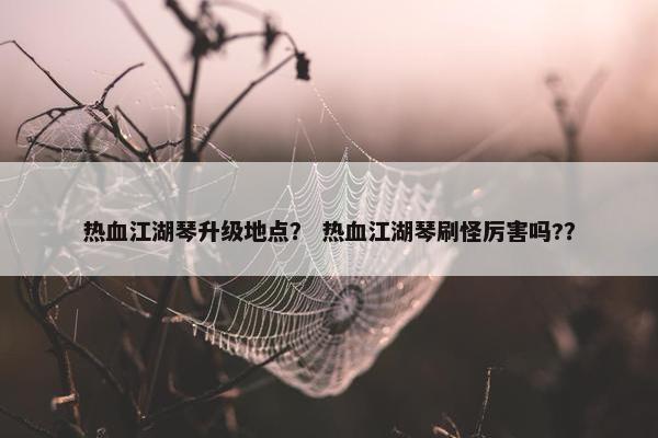 热血江湖琴升级地点？ 热血江湖琴刷怪厉害吗?？