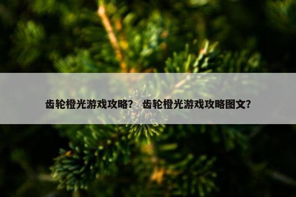 齿轮橙光游戏攻略？ 齿轮橙光游戏攻略图文？