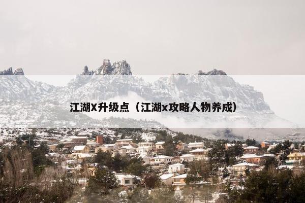 江湖X升级点（江湖x攻略人物养成）