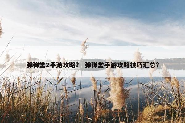 弹弹堂2手游攻略？ 弹弹堂手游攻略技巧汇总？
