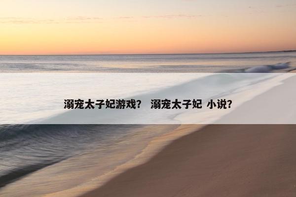 溺宠太子妃游戏？ 溺宠太子妃 小说？
