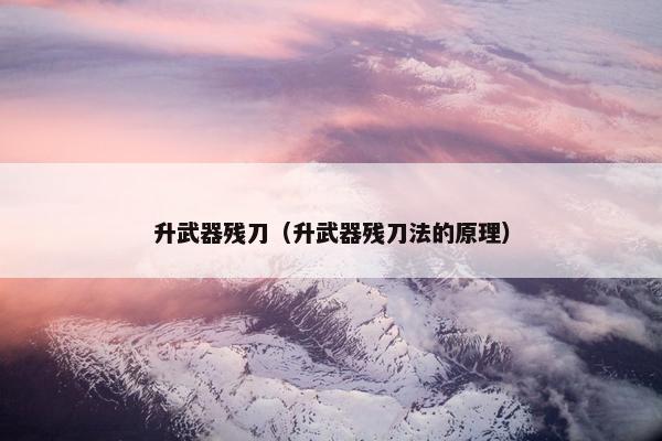 升武器残刀（升武器残刀法的原理）