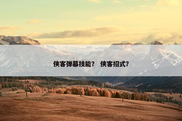 侠客弹幕技能？ 侠客招式？