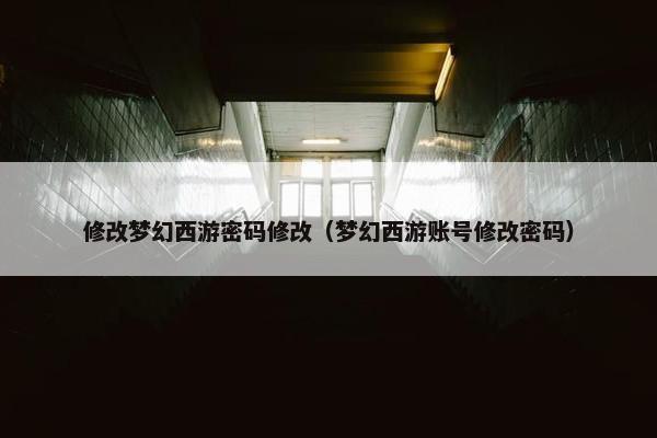 修改梦幻西游密码修改（梦幻西游账号修改密码）