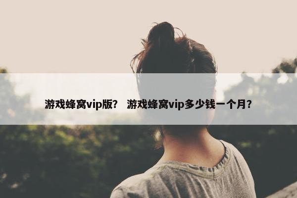 游戏蜂窝vip版？ 游戏蜂窝vip多少钱一个月？
