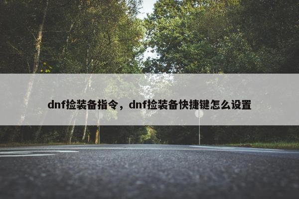 dnf捡装备指令，dnf捡装备快捷键怎么设置