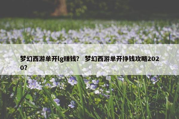 梦幻西游单开lg赚钱？ 梦幻西游单开挣钱攻略2020？
