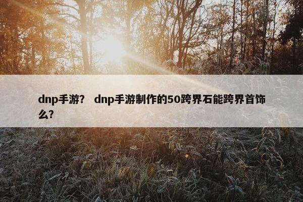 dnp手游？ dnp手游制作的50跨界石能跨界首饰么？