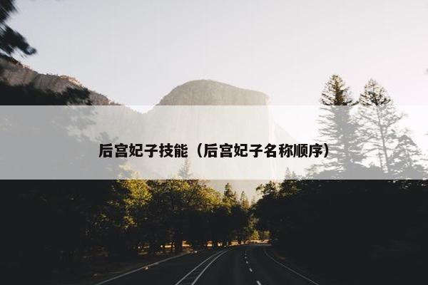 后宫妃子技能（后宫妃子名称顺序）