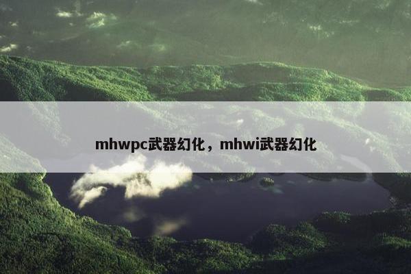 mhwpc武器幻化，mhwi武器幻化
