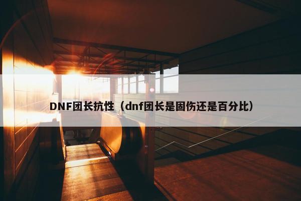 DNF团长抗性（dnf团长是固伤还是百分比）