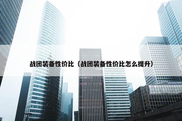 战团装备性价比（战团装备性价比怎么提升）