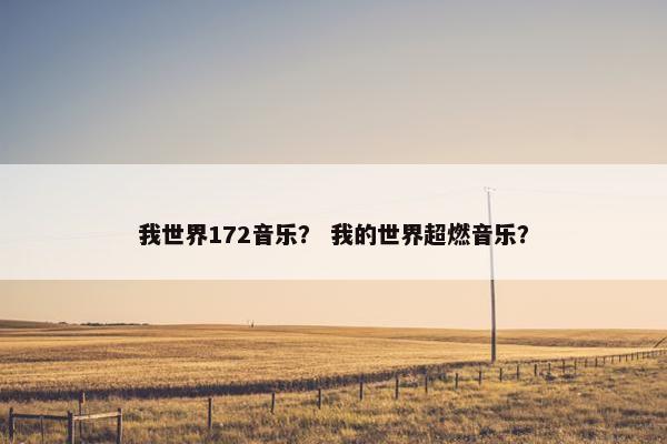 我世界172音乐？ 我的世界超燃音乐？