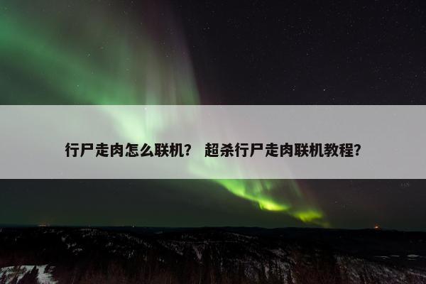 行尸走肉怎么联机？ 超杀行尸走肉联机教程？
