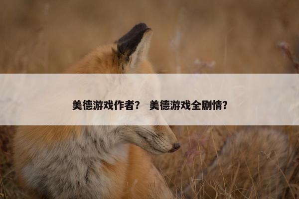 美德游戏作者？ 美德游戏全剧情？