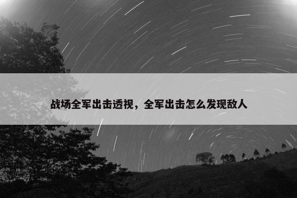 战场全军出击透视，全军出击怎么发现敌人