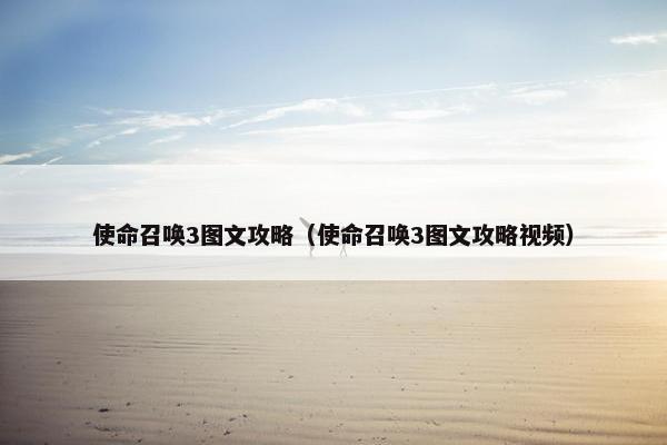 使命召唤3图文攻略（使命召唤3图文攻略视频）