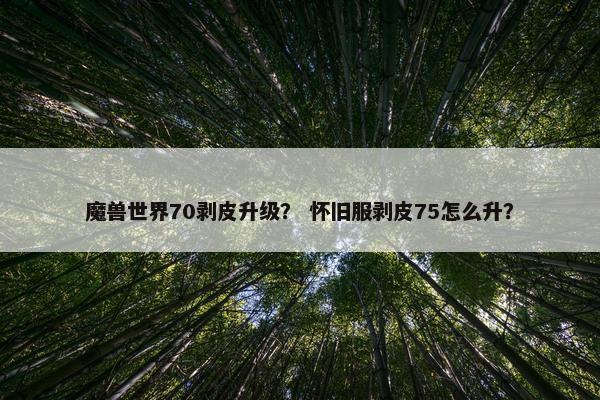 魔兽世界70剥皮升级？ 怀旧服剥皮75怎么升？
